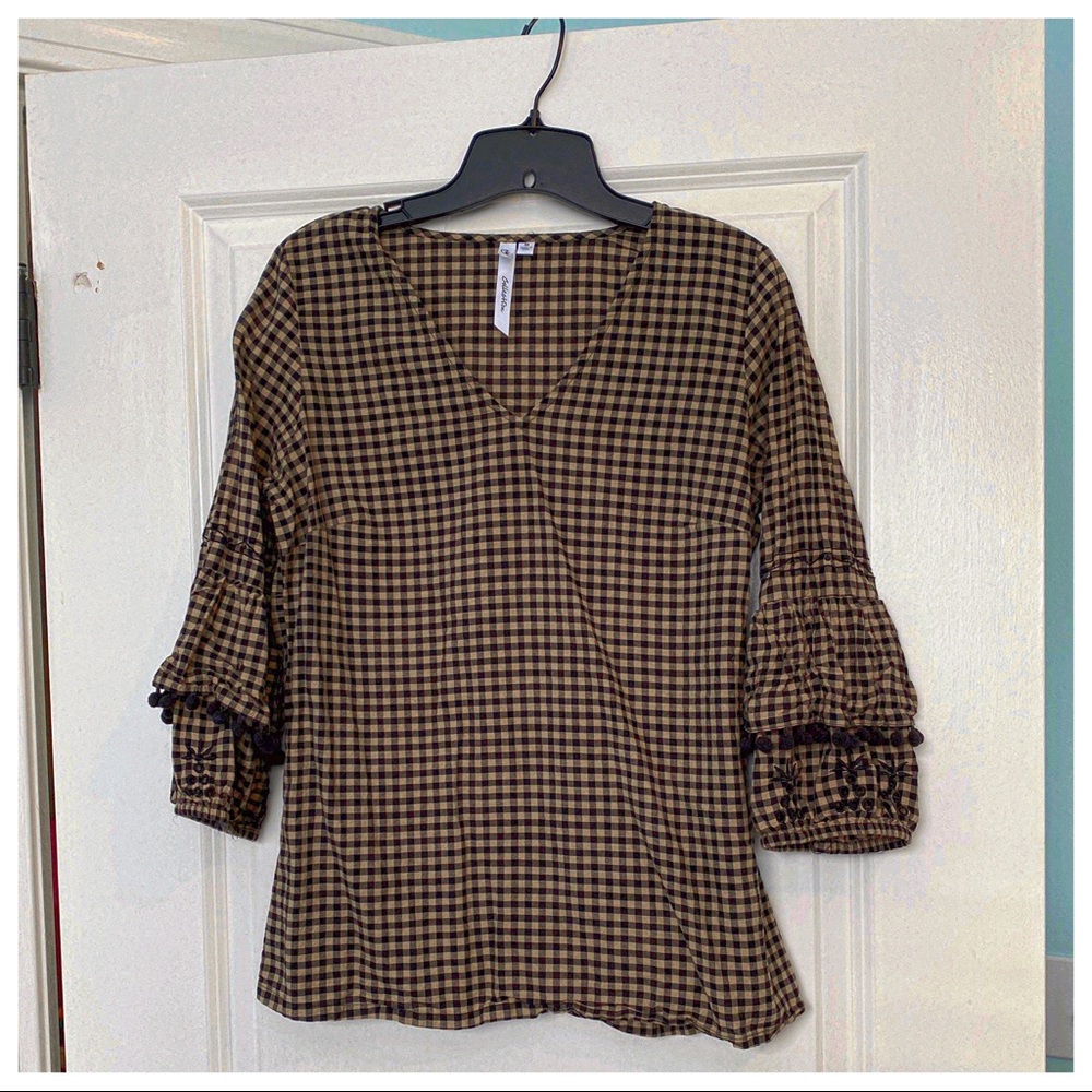 NY Collection Black and Tan plaid shirt